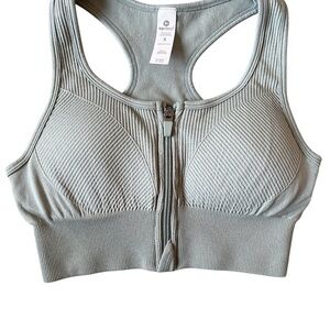 Front-Zip Ribbed Sports Bra